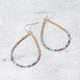 Beaded Open Teardrop Dangle Earrings