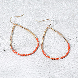 Beaded Open Teardrop Dangle Earrings