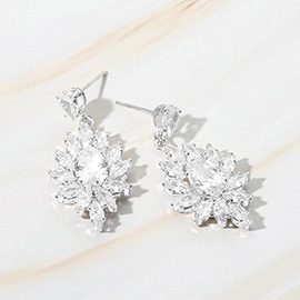 Marquise CZ Stone Cluster Dangle Evening Earrings