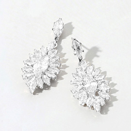 Marquise CZ Stone Cluster Dangle Evening Earrings