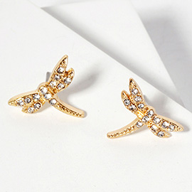 Crystal Paved Dragonfly Stud Earrings