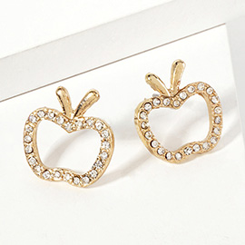 Stone Paved Apple Stud Earrings