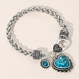 Heart Stone Charm Bracelet