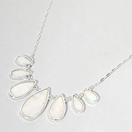 Mother of Pearl Teardrop Cluster Station Necklace