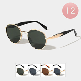 12PCS - Retro Round Metal Frame Sunglasses