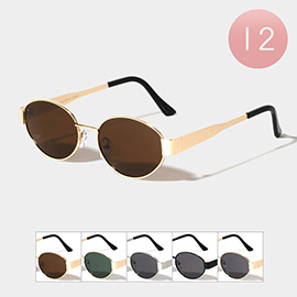 12PCS - Retro Oval Metal Frame Sunglasses