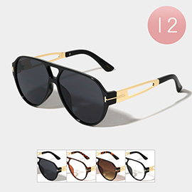 12PCS - Retro Aviator Metal Frame Sunglasses