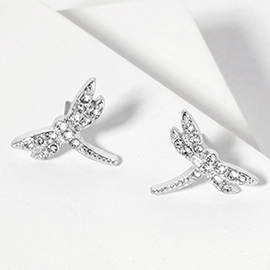 Crystal Paved Dragonfly Stud Earrings