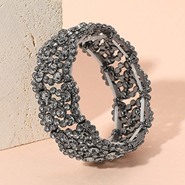 Stone Paved Wavy Stretch Evening Bracelet