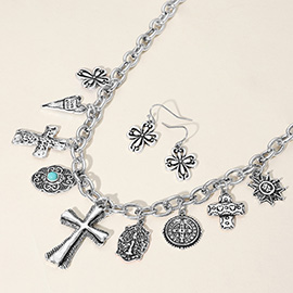 Vintage Religious Charm Station Necklace