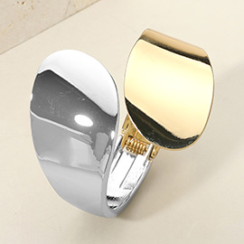 Two Tone Metal Hinged Bangle Bracelet