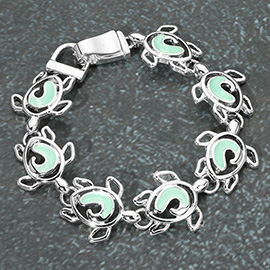 Sea Glass Turtle Link Magnetic Bracelet