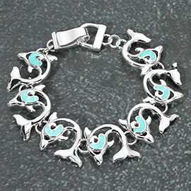 Sea Glass Dolphin Link Magnetic Bracelet