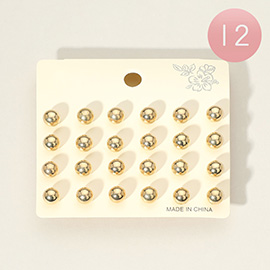 12Pairs - Metal Ball Stud Earring Set