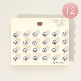 12Pairs - Metal Ball Stud Earring Set