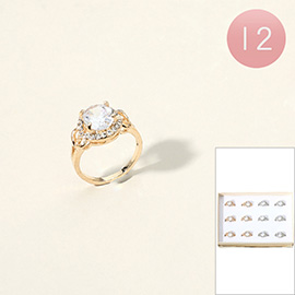 12PCS - Round CZ Stone Rings