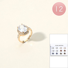 12PCS - Oval CZ Stone Rings