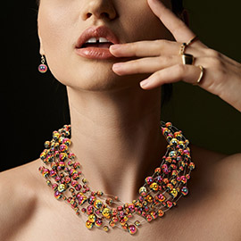 Bubble Beaded Multi Layered Statement Necklace