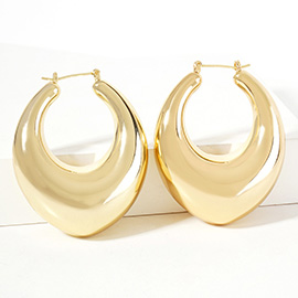 Gold Dipped Puffy Oval Pin Catch Hoop Earrings