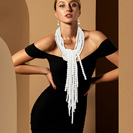 Oversized Multi Strand Pearl Statement Necklace