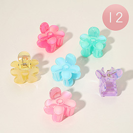 12 SET OF 3 - Flower Shaped Hair Claw Clip Set