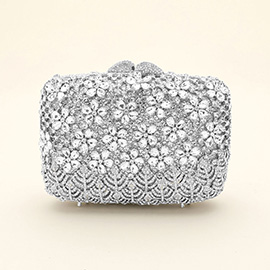 Crystal Rhinestone Embellished Flower Pattern Evening Clutch / Tote / Shoulder Bag