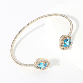 CZ Quatrefoil Stone Tip Cuff Bracelet