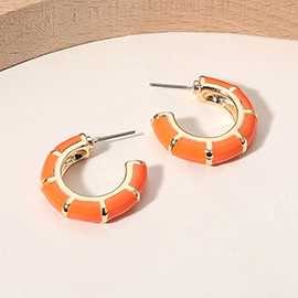 Enamel Bamboo Hoop Earrings