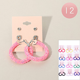 12 SET OF 3 - Stone Stud Sequin Hoop Earring Set