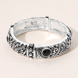 Antique Metal Stone Boho Stretch Bracelet