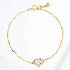 Gold Dipped Heart Charm Pointed Bracelet