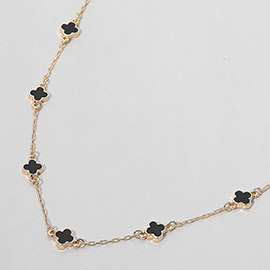 Enamel Quatrefoil Station Necklace