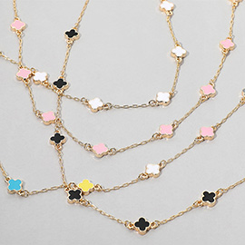 Enamel Quatrefoil Station Necklace