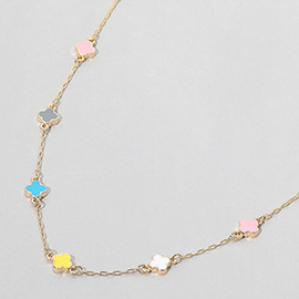 Enamel Quatrefoil Station Necklace