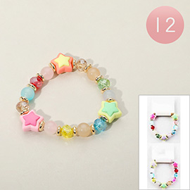 12PCS - Star Faceted Beaded Stretch Bracelets