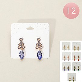 12Pairs - Marquise Stone Cluster Dangle Earrings