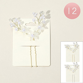 12PCS - Pearl Flower Branch Hair Comb Pins