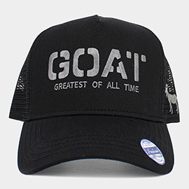 GOAT GREATEST OF ALL TIME Message Embroidered Mesh Back Trucker Hat