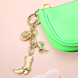 Metal Western Cowboy Boot Hat Horse Charm Keychain / Bag Charm