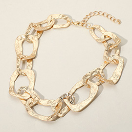 Chunky Textured Metal Link Necklace