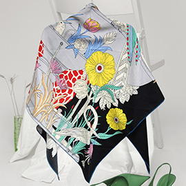 Vibrant Floral and Animal Printed Triangle Shape Scarf