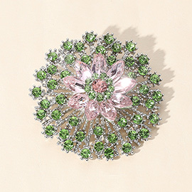 Stone Embellished Flower Pin Brooch