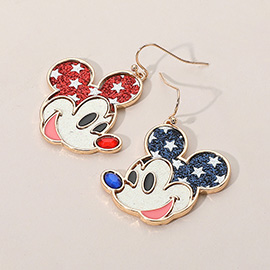 Glittered Enamel Mickey Mouse Dangle Earrings