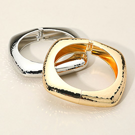 Hammered Metal Hinged Bangle Bracelet