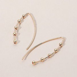 Metal Ball Accented Curved Drop Earrings