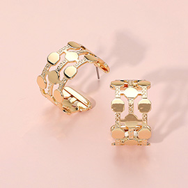 Geometric Metal Cutout Hoop Earrings
