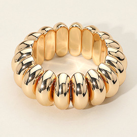 Chunky Metal Done Beaded Stretch Bracelet