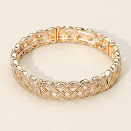 Metal Braided Bar Beaded Stretch Bracelet