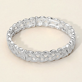 Metal Braided Bar Beaded Stretch Bracelet