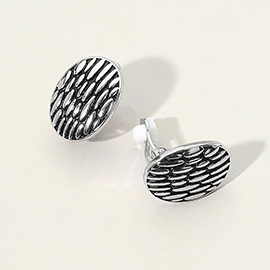 Textured Oval Metal Clip On Earrings